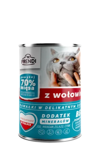 Karma mokra Frendi Kawałki w Delikatnym Sosie z Wołowiną dla dorosłych kotów 400 g