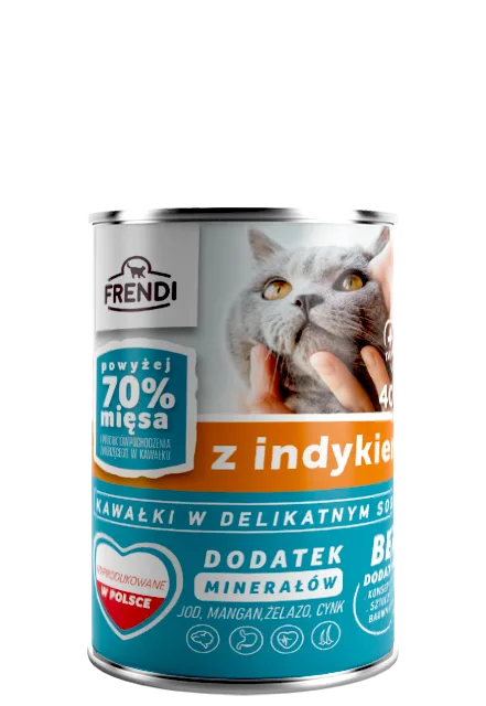 Karma mokra Frendi Kawałki w delikatnym sosie z indykiem dla dorosłych kotów 400 g