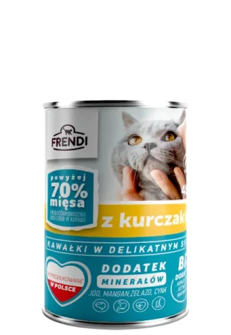 Karma mokra Frendi Kawałki w Delikatnym Sosie z Kurczakiem dla dorosłych kotów 400 g