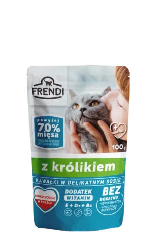 Karma mokra Frendi Kawałki w delikatnym sosie z królikiem dla dorosłych kotów 100 g