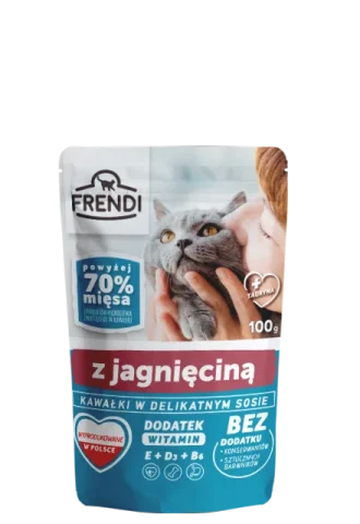 Karma mokra Frendi Kawałki w Delikatnym Sosie z Jagnięciną dla dorosłych kotów 100 g