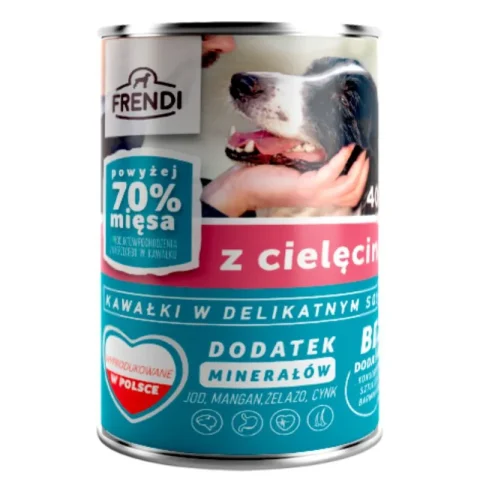 Karma mokra Frendi Kawałki w Delikatnym Sosie z Cielęciną dla psów wszystkich ras 400 g