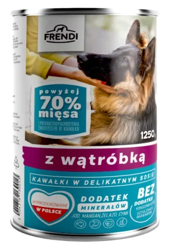 Karma mokra Frendi Kawałki w Delikatnym Sosie z Wątróbką dla dorosłych psów wszystkich