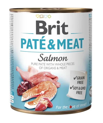 Karma mokra Brit Pate & Meat Salmon dla dorosłych psów wszystkich ras 800 g