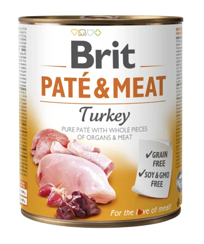 Karma mokra Brit Pate & Meat Turkey dla dorosłych psów wszystkich ras Indyk z kurczakiem