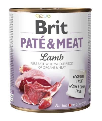 Karma mokra Brit Pate & Meat Lamb dla psów dorosłych wszystkich ras 800 g