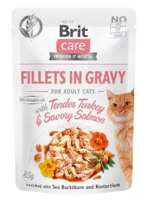 Karma mokra Brit Care Cat Pouches Fillets In Gravy z indykiem i łososiem 85 g