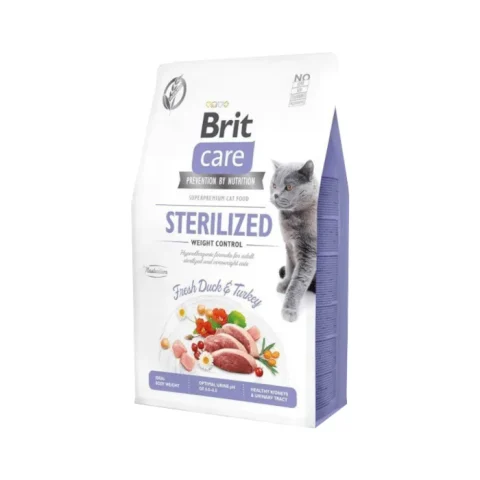 Karma sucha Brit Care Cat Grain-Free Sterilised Weight Control z kaczką i indykiem 7 kg