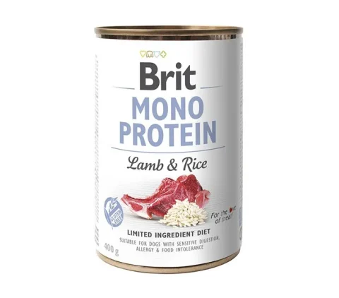 Karma mokra Brit Mono Protein z jagnięciną i ryżem dla psów wszystkich ras 400 g