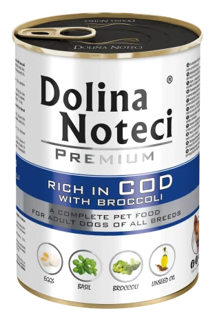 Karma mokra Dolina Noteci Premium Dorsz z Brokułami dla dorosłych psów wszystkich ras 400