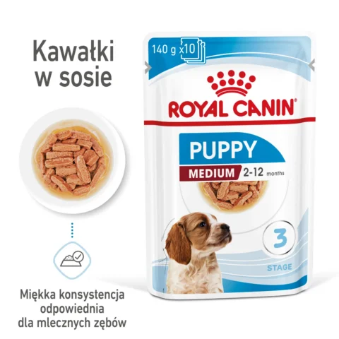 Karma mokra Royal Canin Medium Puppy dla szczeniąt ras średnich 10x140 g