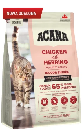 Karma sucha Acana Indoor Entree dla dorosłych kotów Kurczak, śledź, jaja i królik 1,8 kg
