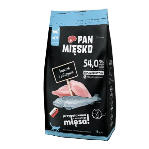 Karma sucha PAN MIĘSKO Kurczak z pstrągiem dla kota 1,6 kg