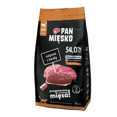Karma sucha PAN MIĘSKO Cielęcina z kaczką dla kota 1,6 kg