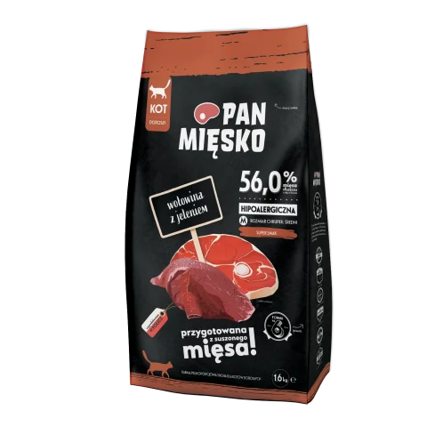 Karma sucha PAN MIĘSKO Wołowina z jeleniem dla dorosłych kotów 1,6 kg