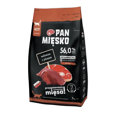 Karma sucha PAN MIĘSKO Wołowina z jeleniem dla dorosłych kotów 5 kg
