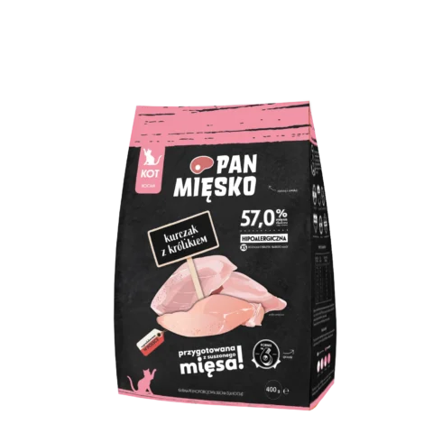 Karma sucha PAN MIĘSKO Kurczak z królikiem XS dla kociąt 400 g