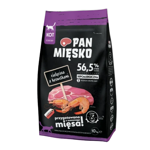 Karma sucha PAN MIĘSKO Cielęcina z krewetkami dla kota S 10 kg