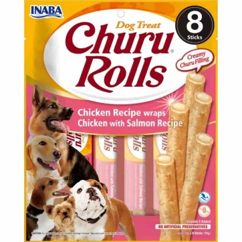 Przysmak INABA Churu Rolls dla psa Kurczak z łososiem 96 g