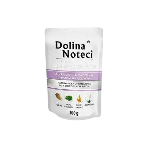 Karma mokra Dolina Noteci Premium dla małych ras z królikiem, fasolką i ryżem 100 g
