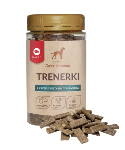 Przysmak MACED Trenerki z Kaczki z Pestkami Dyni i Melisą Kaczka 150 g