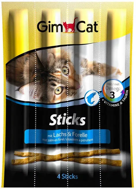 Przysmak Gimcat Sticks z łososiem i pstrągiem dla kota 4 szt