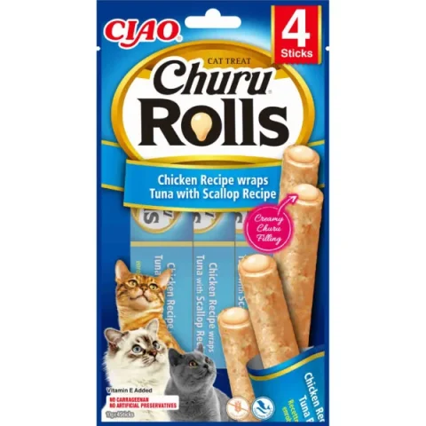 Przysmak INABA Churu Rolls dla kota Tuńczyk z przegrzebkami 40 g