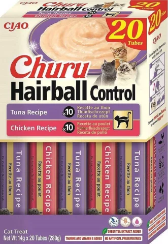 Przysmak kremowy Inaba Churu Hairball Control dla kotów Kurczak Tuńczyk 20x14 g