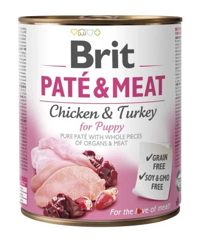 Karma mokra Brit Paté & Meat For Puppy Kurczak z indykiem 800 g