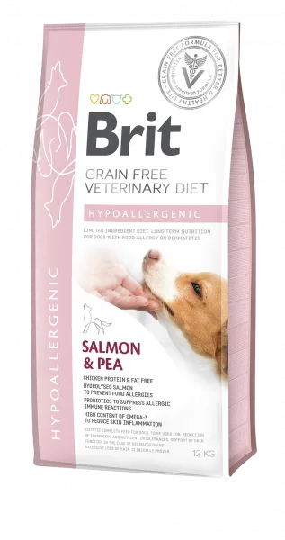 Karma sucha Brit Veterinary Diet Hypoallergenic dla psów Łosoś z groszkiem 12 kg