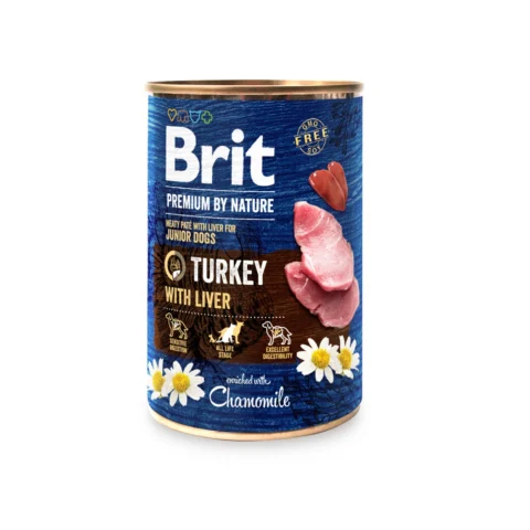 Karma mokra Brit Premium By Nature Turkey With Liver dla młodych psów 400 g