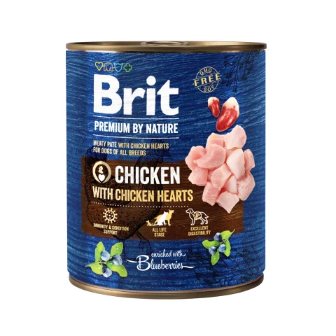 Karma mokra Brit Premium By Nature Chicken With Chicken Hearts dla psów wszystkich ras
