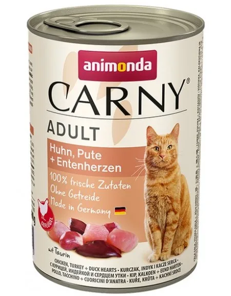 Karma mokra Animonda Carny Adult dla dorosłych kotów Kurczak, Indyk i Serca Kaczki 400 g