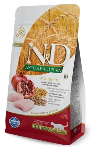 Karma sucha Farmina N&D Ancestral Grain Feline Neutered dla dorosłych kotów Kurczak i