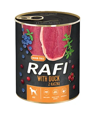 Karma mokra Dolina Noteci Rafi dla dorosłych psów wszystkich ras Kaczka 800 g