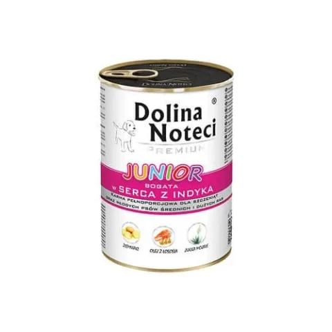 Karma mokra Dolina Noteci Premium Junior Bogata w Serca Indyka 400 g