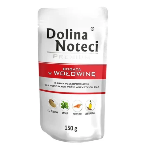 Karma mokra Dolina Noteci Premium Bogata w Wołowinę dla dorosłych psów wszystkich ras 150