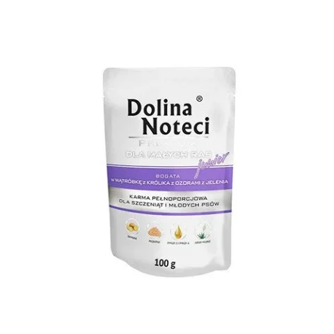 Karma mokra Dolina Noteci Premium Junior dla małych ras Królik i jeleń 100 g