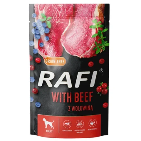 Karma mokra Dolina Noteci Rafi Z Wołowiną dla dorosłych psów wszystkich ras 500 g