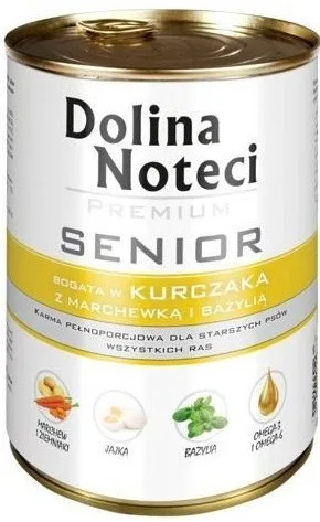 Karma mokra Dolina Noteci Premium Senior dla starszych psów Kurczak z marchewką i bazylią