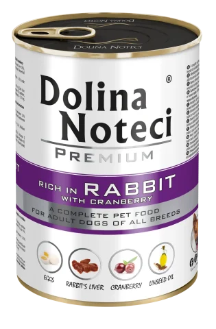 Karma mokra Dolina Noteci Premium Królik z Żurawiną dla dorosłych psów wszystkich ras 400