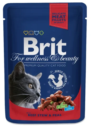 Karma mokra Brit Premium Cat Dla Kotów Dorosłych Z Wołowiną I Groszkiem 100 g