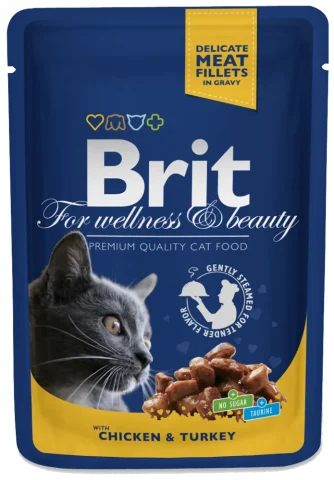 Karma mokra Brit Premium Cat Dla Dorosłych Kotów z Kurczakiem i Indykiem 100 g