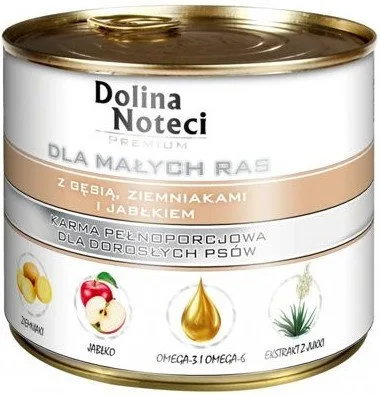 Karma mokra Dolina Noteci Premium dla psów małych ras z gęsią, ziemniakami i jabłkiem 185