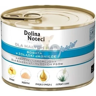 Karma mokra Dolina Noteci Premium Junior dla małych ras Żołądki jagnięce 185 g