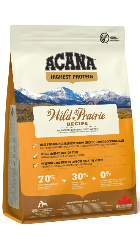 Karma sucha Acana Highest Protein Wild Prairie dla dorosłych psów wszystkich ras Kurczak