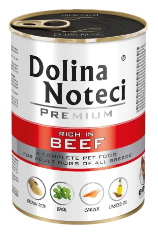 Karma mokra Dolina Noteci Premium Bogata w Wołowinę dla dorosłych psów 400 g