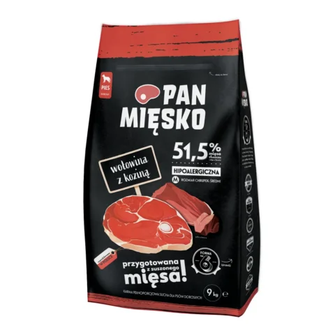 Karma sucha PAN MIĘSKO Wołowina Z Koziną dla dorosłych psów ras średnich 9 kg