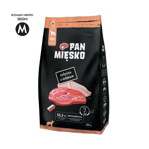 Karma sucha PAN MIĘSKO Cielęcina z indykiem dla ras średnich 20 kg