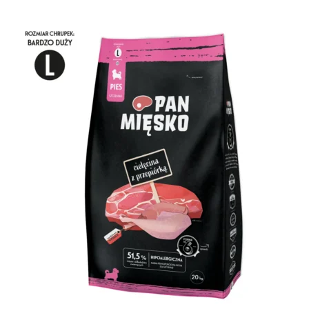 Karma sucha Pan Mięsko Cielęcina z przepiórką dla szczeniąt ras dużych L 20 kg